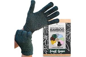 Temple Spring Bambu exfolierande tvätthandskar, eko exfolieringshandskar, naturlig bad/duschskrubb,(orest
