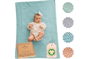 FLORA FURORA Copertina Neonato Cotone biologico, Grande XXL (75x100cm)| Coperta Neonato lavorato a maglia - multiuso per dormire, carrozzine, fasciatoio, macchina, viaggio | Neonato Accessori Utili femmina maschio