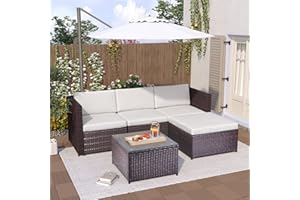 Moimhear Conjuntos de Muebles de jardín, Conjunto de terraza o balcón Tarifa Balcony con Cojines incluidos (Marrón)