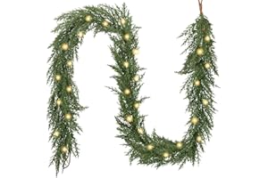 Valery Madelyn 180cm Weihnachtsgirlande grün mit LED Beleuchtet batteriebetrieben, künstliche Tannengirlande Dekogirlande Weihnachtsdeko