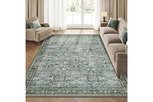 ‎SONGMICS HOME SONGMICS HOME Teppich, 160 x 230 cm, Wohnzimmerteppich, Vintage-Stil, Rutschfester Teppich, flauschig, Dekoration, für Wohnzimmer, Schlafzimmer, maschinenwaschbar, waldgrün TAR129C01