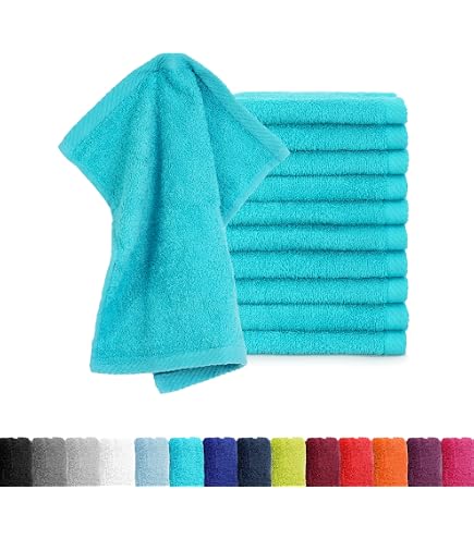 Lot De 10 Gants De Toilette En Coton Doux - 30x30 Cm - Certifié Öko-Tex - Bleu Royal