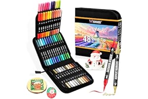 ‎PAMAKER Pamaker 48 Farben Acrylstifte Set – Doppelseitige Spitzen, Multimarker für Steine, Holz, Stoff, Leinwand, Glas, Keramik in Stofftasche – Vielseitige Acrylfarben für Künstler & DIY Projekte