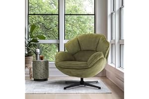 IWMH Swivel Accent Chair for Living Room, Upholstered Occasional Armchair, Tub Chairs with Metal Legs, Leisure Single Sofa Chair for Bedroom Reading (Green)