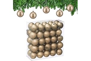 ‎RELAXDAYS Relaxdays Zestaw 50 bombek choinkowych, ozdoby świąteczne, tworzywo sztuczne, nietłukące się, 6 cm, szampańskie