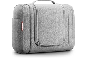 Travelaner Comfort Neceser de Viaje [Diseño 2025] - Neceser Colgante con 7 litros de Espacio para Mujeres, Hombres y Niños | Bolsa de Aseo y Maquillaje Organizador (Gris)
