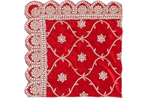 ‎ADITRI CREATION Decorative Mat Aasan Velvet Pooja Decorative Cloth (Size:-18 Inches X 18 Inches) for Multipurpose Indian Traditional Ethnic Festival Laxmi Poojan New year Decorations Pooja Item Articles Laxmi(Red)