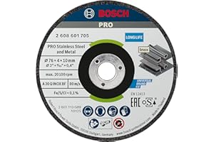 Bosch 2x Schruppscheibe Expert for Inox (für Edelstahl, Ø 76 x 4 x 10 mm, Professional Zubehör Winkelschleifer)