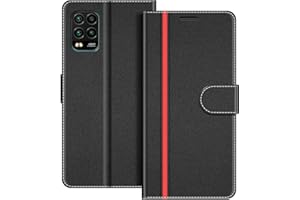 COODIO Funda Xiaomi Mi 10 Lite con Tapa, Funda Movil Xiaomi Mi 10 Lite, Funda Libro Xiaomi Mi 10 Lite Carcasa Magnético Funda para Xiaomi Mi 10 Lite, Negro/Rojo