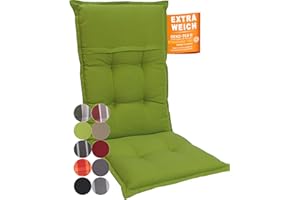 gardisun Gartenstuhlauflagen Hochlehner I Extra Dicke Sitzauflagen I Made in Europe I Ideale Polsterauflagen für Hochlehner Gartenstuhl I Auflagen mit hoher Lichtechtheit I 2er Set I Grün