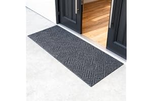 Zourglow Dörrmattor utomhus halkfria 40 x 120 cm, grå | Smutsfångare dörrmatta inomhus med gummibaksida, tvättbar absorberand