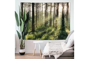 Fullfun Forest Tree Tapestry, Sunshine Through Green Woodland Tree Nature Landscape Tapestry Wall Hanging Polyester Tapestries for Bedroom Living Room Dorm 150 cm x 200 cm(60 x 80 inch)