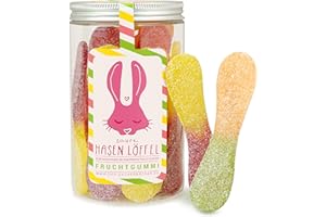 ‎DER ZUCKERBÄCKER Saure Hasenlöffel in der Naschdose, 200 Gramm sauren Zungen, vegane Süßigkeiten, schönes Oster-Mitbringsel
