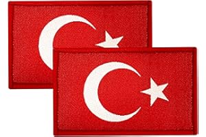 ZETTMANN® [ 2 Stück ] Türkei Patch als Türkiye Flagge I Türkei Aufnäher mit Klettverschluss I für Asker T-Shirt Jacke Pullover ca. 8 x 5cm (Ayyildiz Rot)