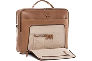 SID & VAIN Torba nauczycielska Chelsea ze skóry bawolej, torba na laptopa, uniwersalna, duża dla mężczyzn i kobiet, kieszeń na laptopa o przekątnej ekranu 15,4", aktówka, brązowa, ręcznie wykonana,