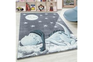 TEPPIUM Tappeto per bambini con motivo dinosauro, morbido & soffice, per cameretta, baby camera, camera da ragazzi, sala giochi, facile manutenzione Misurare: 120 x 170 cm Colore: Blu-2
