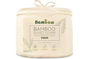 Bambaw Funda Nórdica de Bambú | Beige - 200x200 cm Duvet Cover | Suavidad | Sostenible | Funda Nórdica Lujo | Funda Nordica Antiacaros | Tejido Transpirable