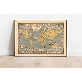 Pegziz D&uuml;nyası Haritası Sanatsal Duvar Dekorasyon Poster 60x90cm. Tam Renkli, Coated, Tematik, Harita
