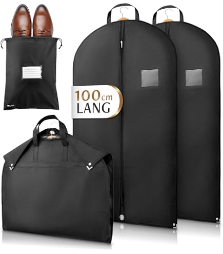 KASURE 2 Stück Kleidersäcke 100x60cm - Faltbare Anzug Reisetaschen Mit 5 Taschen