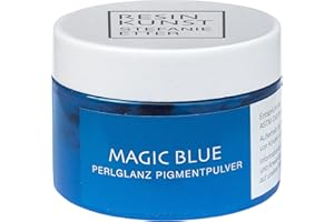Resin Kunst Poudre pigmentée nacrée, magic blue, 50 g, poudre de mica, pigment de couleur pour résine synthétique, peinture époxy, en bleu