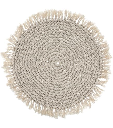 JSJJEDC Placemat Natuurlijk maïs stro geweven placemat rond rotan catering duurzame tafelmat onderzetter (Kleur: C 22cm JSJJEDC Placemat Natuurlijk maïs stro geweven placemat rond rotan catering duurzame tafelmat onderzetter (Kleur: C 22cm