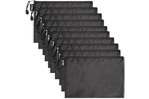 LUHIUMOYA A4-Stück Dokumententasche, Wasserdicht Dokumententasche mit Reißverschluss,Beutel für Papier, Dokumente, Datei, Kosmetika, Hausaufgaben（schwarz）