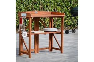 Plant Theatre Barbacoa con estación de trabajo – incluye 3 utensilios de barbacoa