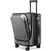 LEVEL8 Expandable Cabin Suitcase ABS+PC TSA 4 Wheels 55x37x25cm,42L, Grey | Lightweight Rigid,4 Wheels Silent