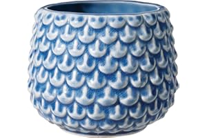 Bloomingville Pinecone - Macetas Decorativas Color para Interior Estilo Retro Creativo S (9,5 cm ø), Azul, cerámica