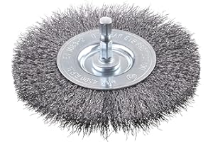 kwb Brosse à disque fine, fil d'acier HSS, Ø 100 mm pour métal et pierre, brosse métallique pour perceuse, y compris tige hexagonale E6.3, pour dérouiller, décalaminer, rendre rugueux et nettoyer