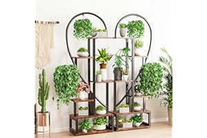 unho Porte Plante Intérieur en Fer Forge: Étagère Plante avec 2 Crochets Suspendues Support Pot de Fleurs en Métal à 6 Niveaux Décoration pour Balcon Salon - 165x112x28 cm