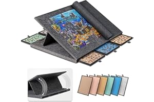 Becko US 1500 Piece Tilting Jigsaw Puzzle Board with 6 Colored Drawers & Cover, Puzzle Table with Storage for Adults, Lightweight & Portable, for Jigsaw Puzzles 1500 Pieces (Dark Gray)