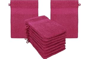 Betz 10 Guanti da Bagno manopola Palermo 100% Cotone Misure 16 x 21 cm Diversi Colori (Rosso Cranberry)