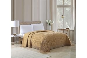 Beatrice Home Fashions Medallion Chenille Bedspread, King, Gold