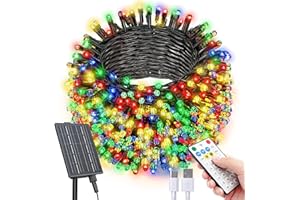 SOLARBABY Luci Natale Esterno Solare,42m 400 LED Catena Luminosa Esterno Solare Impermeabile con Telecomando,19 Modalità Luci Esterno EnergiaSolare Decorative per Giardino Patio Albero,Multicolor
