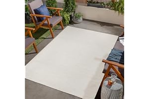 Jimri Tapis d'intérieur et d'extérieur Tapis résistant aux intempéries pour Balcon, terrasse, Jardin, Cuisine Tapis de Sol Durable, résistant aux Rayons UV et à l'eau – Dimensions 160 x 220 cm, Blanc