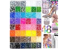 38400-Delars Glitterkit Med Strass FöR Naglar, 48 FäRger, 3 Mm Glitterstenar, Glitterkit Med Pincett Och Vaxpenna, Platta GeléStrasstenar FöR Nagelkonst, GöR-Det-SjäLv-Pyssel, DiamantmåLning