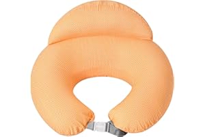 sei Design Stillkissen klein Baby- Stillhörnchen mit abnehmbaren Stillkissenbezug aus 100% Baumwolle - Stillmond - Stillkissen Mond Lagerungskissen, Baby Erstausstattung (Orange Püncktchen)