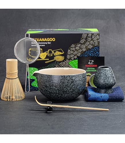 4-teiliges Matcha Set Mit Schale, Besen, Ständer & Löffel - Japanisches Teezeremonie Set