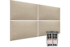 ‎MOLLIS HOMELIKE INTERIORS MOLLIS Polsterplatte, Set von 4 Stück, Rechteckiges & Dekoratives Wandpaneel, als Bettkopfteil oder Aufprallschutz, Reduziert Schall & Verbessert Akustik, aus Schaumstoff, 60 x 30 cm, Hellbeige