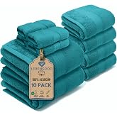 LEBENGOOD 10-Piece Cotton Bath Towel Set | 4 x 30 x 30 cm, 4 x 50 x 90 cm, 2 large 70 x 140 cm, terry cloth 500 g/m&sup2;, Oeko Te