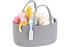 Hinwo Baby Windel Caddy 3-fach Säugling Kinderzimmer Einkaufstasche Tragbarer Auto Organizer Neugeborene Dusche Geschenkkorb Baumwollseil mit abnehmbarem Teiler für Windeln & Tücher