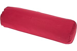HANDELSTURM Kissen Rolle 50x14 cm, Nackenrolle mit Füllung aus natürlichem Dinkelspelz mit abnehmbarem Bezug aus Baumwolle, rot