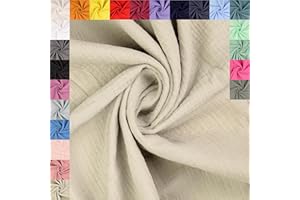 fingsi 3005 Muslin Cotton Fabric Sold by the Metre (Sand, 1.0 m) + 23 Other Colours
