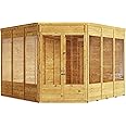 BillyOh Corner Summerhouse Log Cabin 9x9 Garden Storage Shed Wooden Summer House Sheds Picton Summerhouses Pressure Treated Available (9x9 Spray Treated)