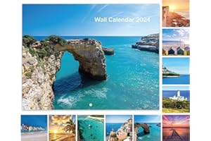 COLORAGE Calendar 2024 uk - 2024 Calendar from January 2024 to December 2024, Family Calendar 2024, 2024 Calendar Month to View, 11.8" X 23.6", Seascape