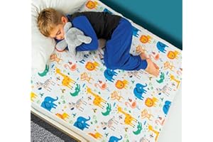 Bedwetz® Potty Training Bed Pads 2 Pack | 100% Waterproof Mattress Protector | Bedwetting Sheets, size fits Single & Toddler Beds | Non Slip Mat with Side Wing Tucks | UK Brand | Animal