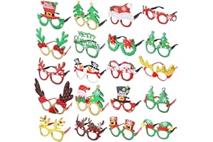 Aodaer 20 Pack Christmas Glitter Party Glasses Frames Holiday Decoration Eyeglasses Assorted Styles Costume Eyewear for Christmas Party Favors