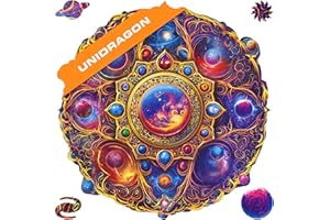 UNIDRAGON Oryginalne drewniane puzzle mandala Space Dreams Royal rozmiar 45 x 45 cm, puzzle dla dorosłych i dzieci