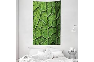 ABAKUHAUS Verde Arazzo, Foresta Albero Leaf Texture, Decorazione murale in Tessuto per Camera da Letto, Soggiorno, dormitorio, 140 x 230 cm, Verde Scuro